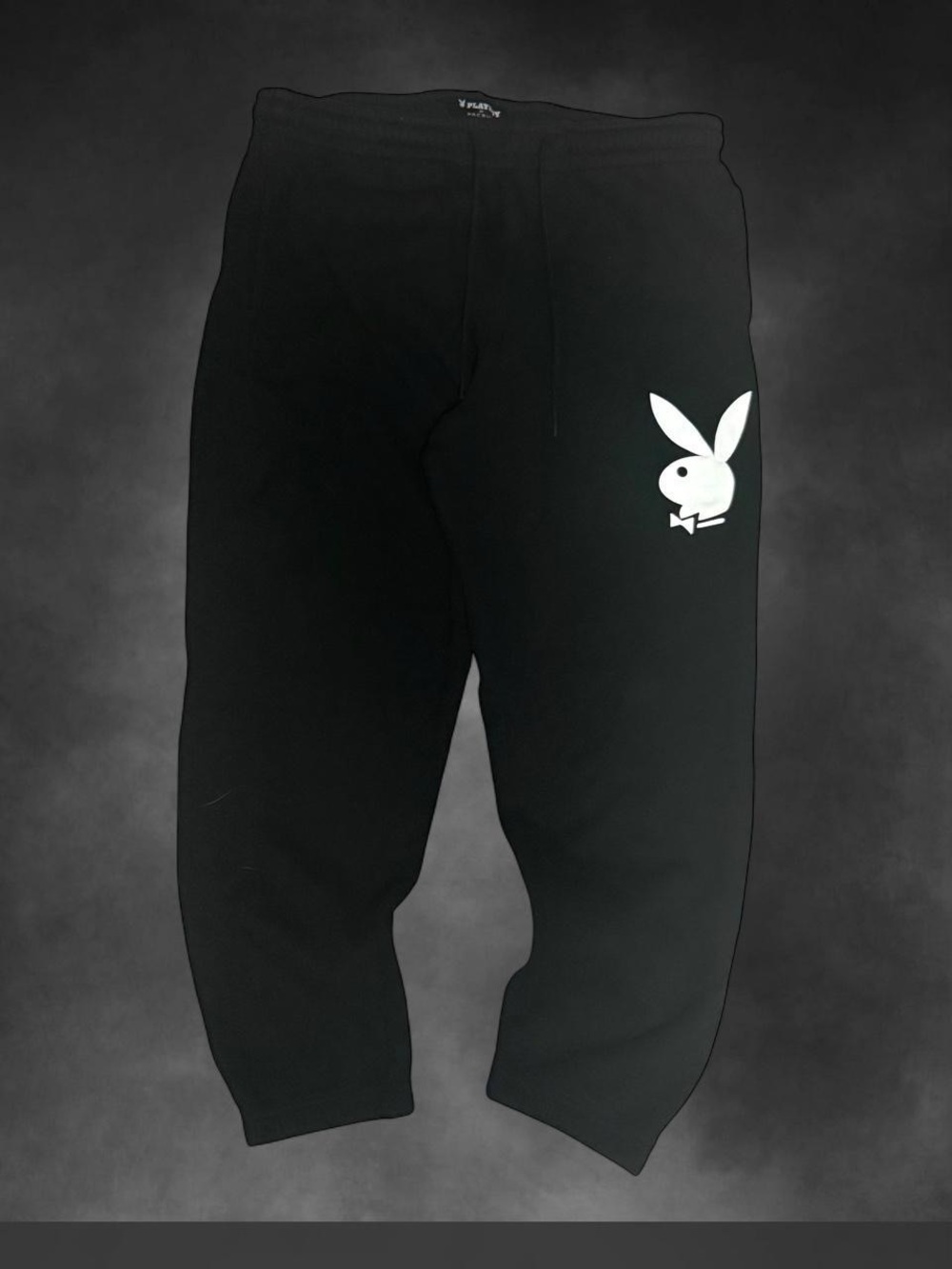 PLAYBOY Black Joggers with White Bunny Logo